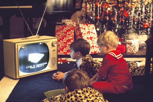 Thanks to NASA’s public relations team, the Moon missions were a must-watch event for millions across the globe. Here, children tune in to live coverage of Apollo 8 on Christmas Eve 1968.